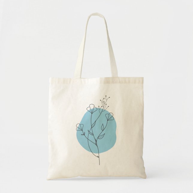Blue Floral Minimalist Tote Bag (Devant)