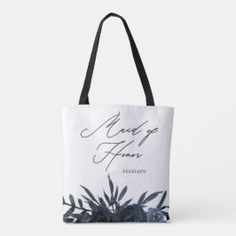 Blue Floral mit Trauzeugin Script Tasche