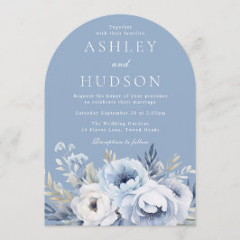 Blue Floral Modern Winter Wedding Einladung