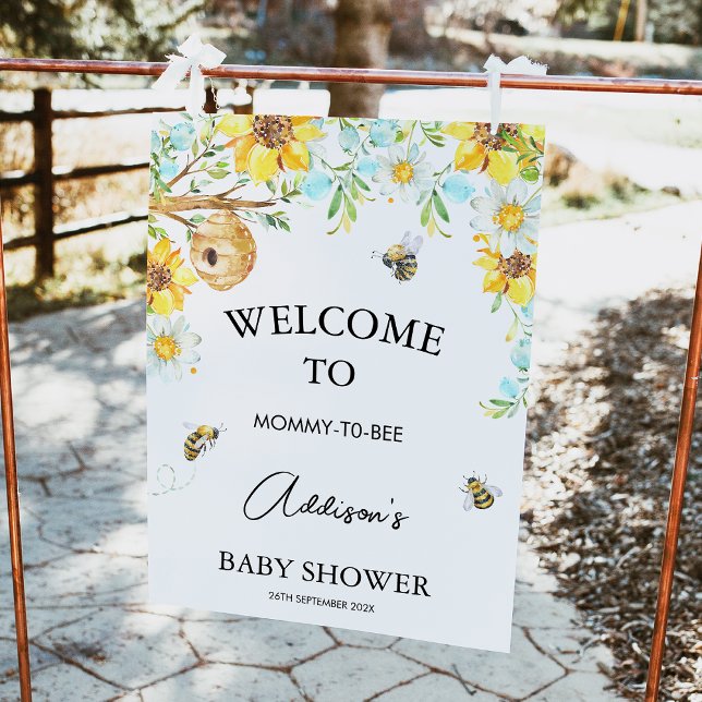 Blue Floral Mommy to bee Baby Dusche Begrüßungszei Poster (Boys Mommy-To-Bee Bee Themed Baby Shower Welcome Sign, Bumble Bee Baby Shower Welcome Sign,
Hive )