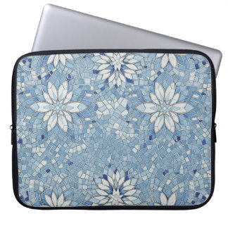 blue floral mosaic laptopschutzhülle