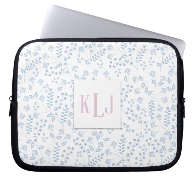 Blue Floral Neopren Laptop Schlauch 10 Zoll Laptopschutzhülle (Vorderseite)
