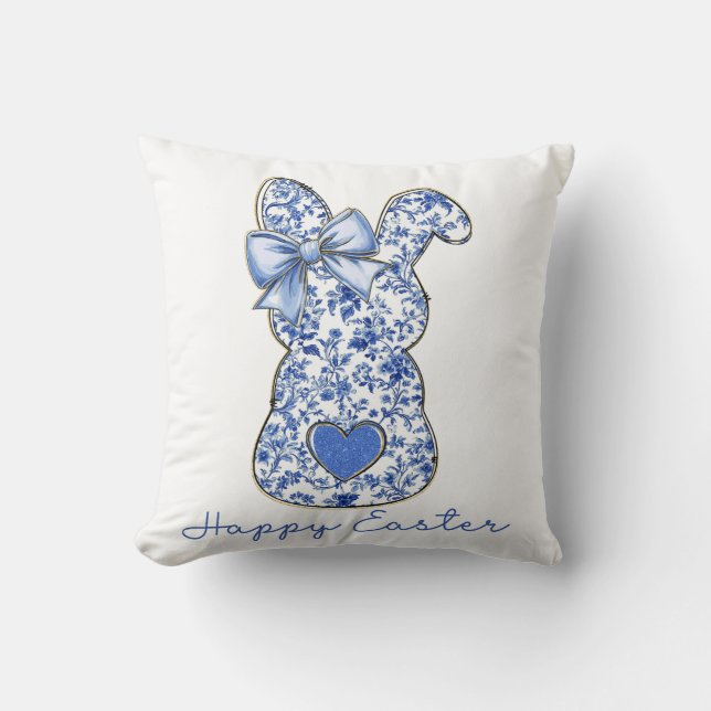 Blue Floral Oaster Bunny Coquette Kissen (Vorderseite)