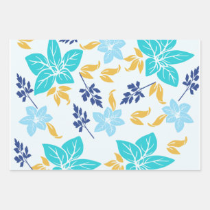 Blue Floral Paper Geschenkpapier Set