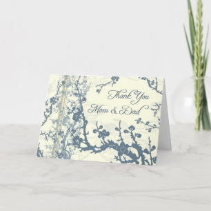 Blue Floral Parents Carte de remerciements du jour
