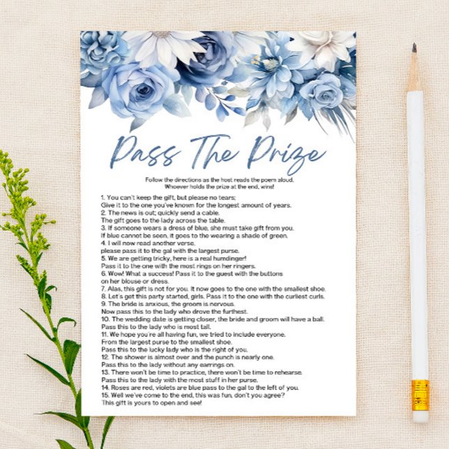 Blue Floral Pass - Brautparty des Preises Briefpapier (Von Creator hochgeladen)