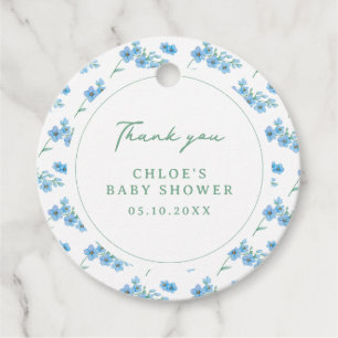 Blue Floral Pattern Baby Dusche Geschenkanhänger