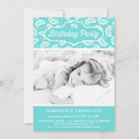 BLUE FLORAL PATTERN GEBURTSTAG EINLADUNG