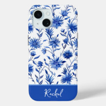 Blue Floral Personalisiert iPhone Case