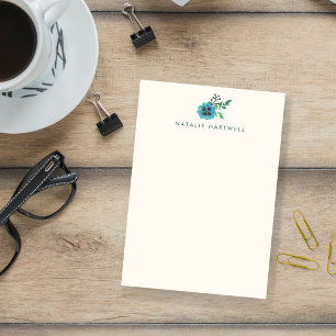 Blue Floral Personalisiert Sticknotes Post-it Klebezettel
