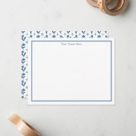 Blue Floral Personalized Note Cards Mitteilungskarte