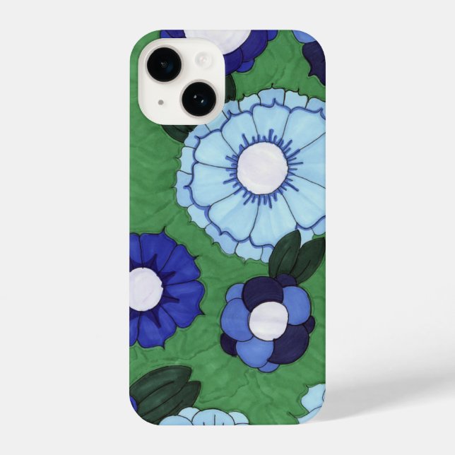 Blue Floral Phone Case iPhone 14 Hülle (Rückseite)