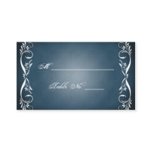 Blue Floral Posh Wedding Platzkarten