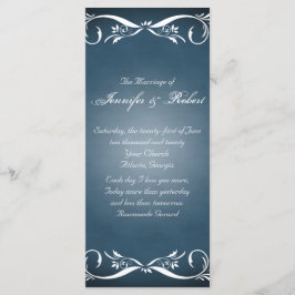 Blue Floral Posh Wedding Program Programm