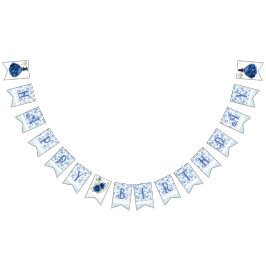 Blue Floral Princess Girl Birthday Party Wimpelkette