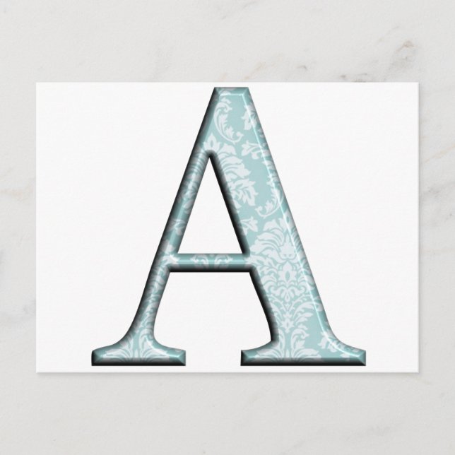 Blue Floral Print A monogram Initialen Geschenke Postkarte (Vorderseite)
