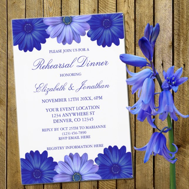 Blue Floral Probe Dinner Einladung (Von Creator hochgeladen)