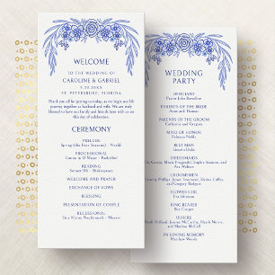 Blue Floral Programme de mariage français