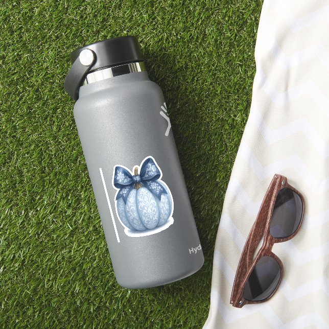 Blue Floral Pumpkin Aufkleber (HydroFlask Insitu)