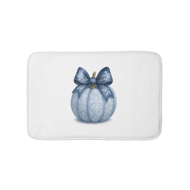 Blue Floral Pumpkin Badematte (Vorderseite)
