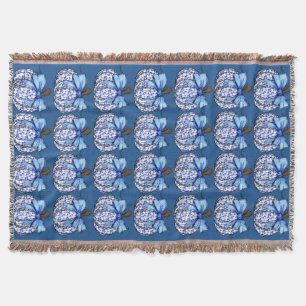 Blue Floral Pumpkin Fall Coquette Erntedank Decke