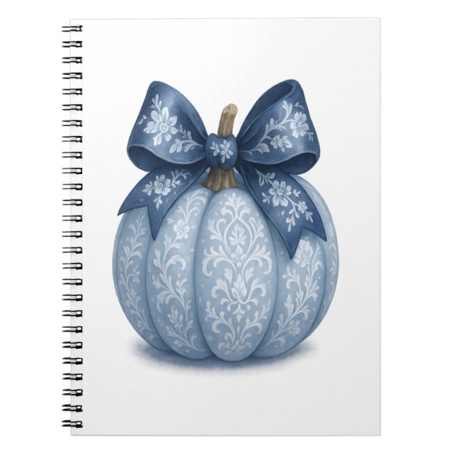 Blue Floral Pumpkin Notizblock (Vorderseite)
