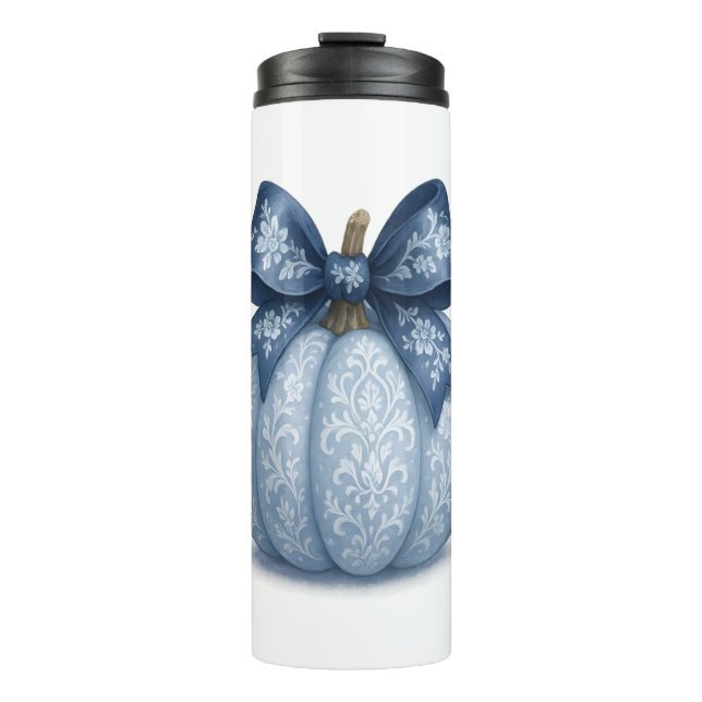 Blue Floral Pumpkin Thermosbecher (Vorderseite)