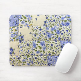 Blue Floral Quilt Mousepad
