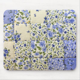 Blue Floral Quilt Mousepad