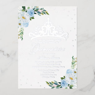 Blue Floral Quinceanera Folieneinladung
