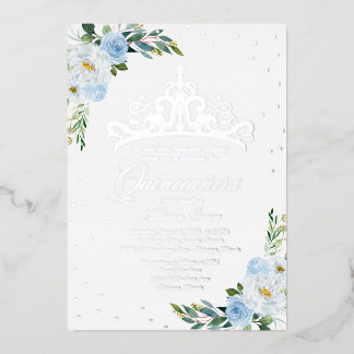 Blue Floral Quinceanera Folieneinladung