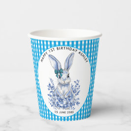 Blue Floral Rabbit 1. Geburtstag für Kinder Pappbecher
