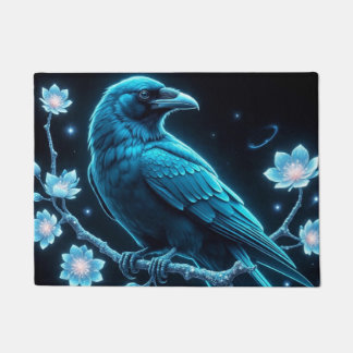 Blue Floral Raven Fußmatte