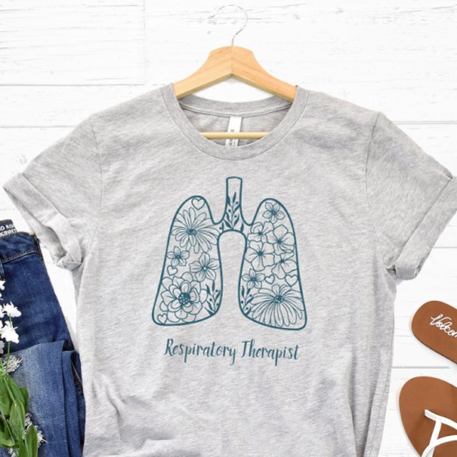 Blue Floral Respiratory Therapeutic T-Shirt (Respiratory Therapist Tshirt)