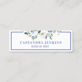 Blue Floral Rose Abschluss Name Card Mini Visitenkarte