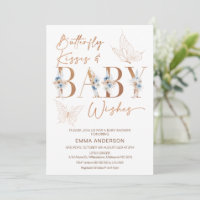 Blue Floral Rose Gold Butterfly kisses Baby Dusche