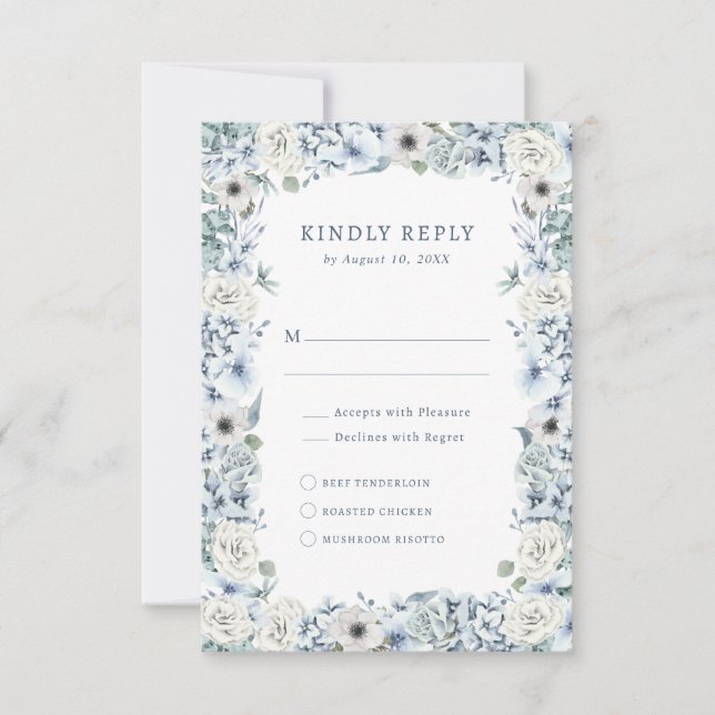 Blue Floral RSVP Card (Vorderseite)