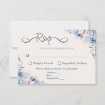 Blue Floral RSVP Card