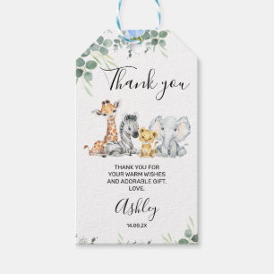 Blue Floral Safari Baby Dusche Vielen Dank Geschenkanhänger