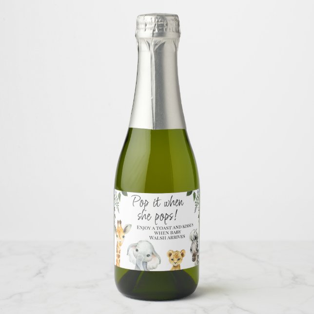 Blue Floral Safari Tiere Baby Dusche Pop It (Vorderseite)