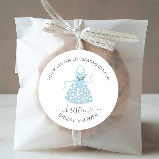 Blue Floral Schürze Brautparty Umschlag Aufkleber (Von Creator hochgeladen)