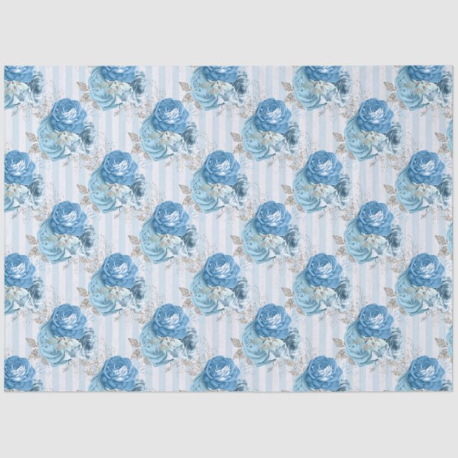Blue Floral Series Design 11 Seidenpapier (Vorderseite)
