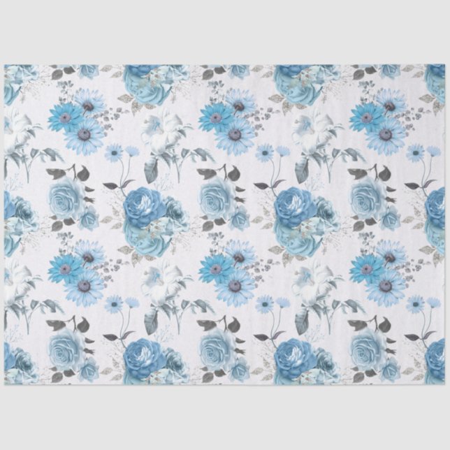 Blue Floral Series Design 5 Seidenpapier (Vorderseite)