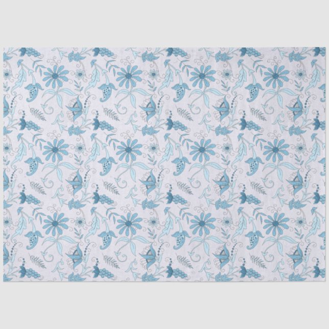 Blue Floral Series Design 7 Seidenpapier (Vorderseite)