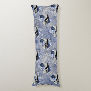 Blue Floral Skull Serie Design 2 Seitenschläferkissen