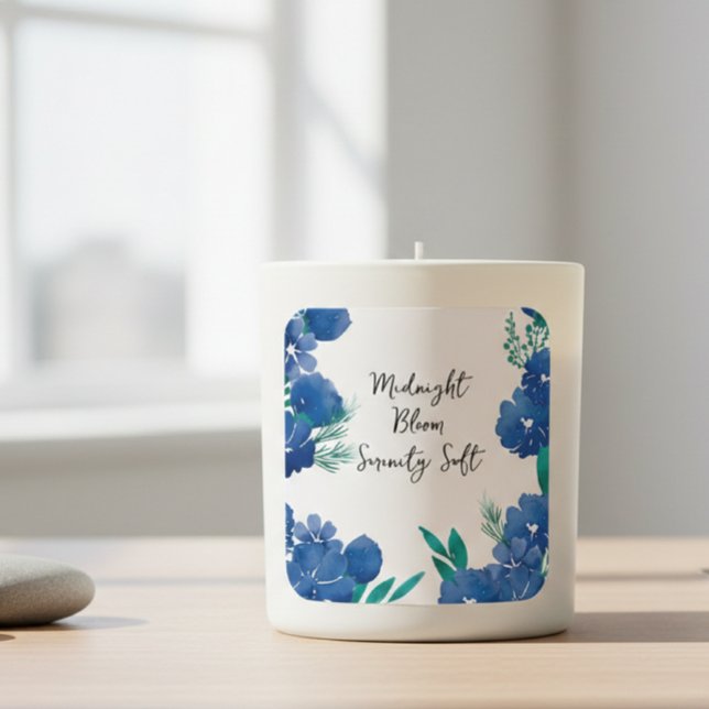 Blue Floral Square Sticker (Von Creator hochgeladen)