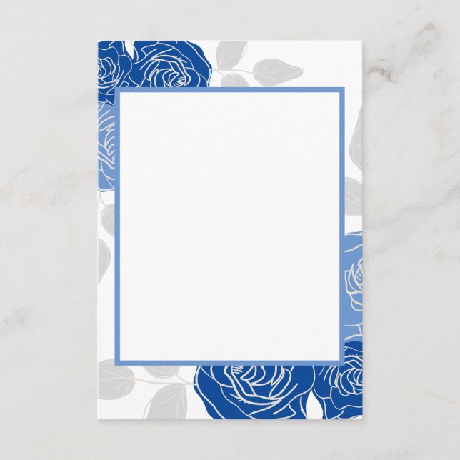Blue Floral Stilvolle Rose Chic Simple Wedding Begleitkarte (Vorderseite)