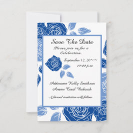 Blue Floral Stilvolle Rose Chic Simple Wedding Save The Date