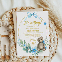 Blue Floral Teddy Bear Es ist eine Baby-Dusche