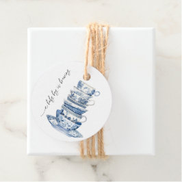Blue Floral Tee Party Babydusche Geschenkanhänger